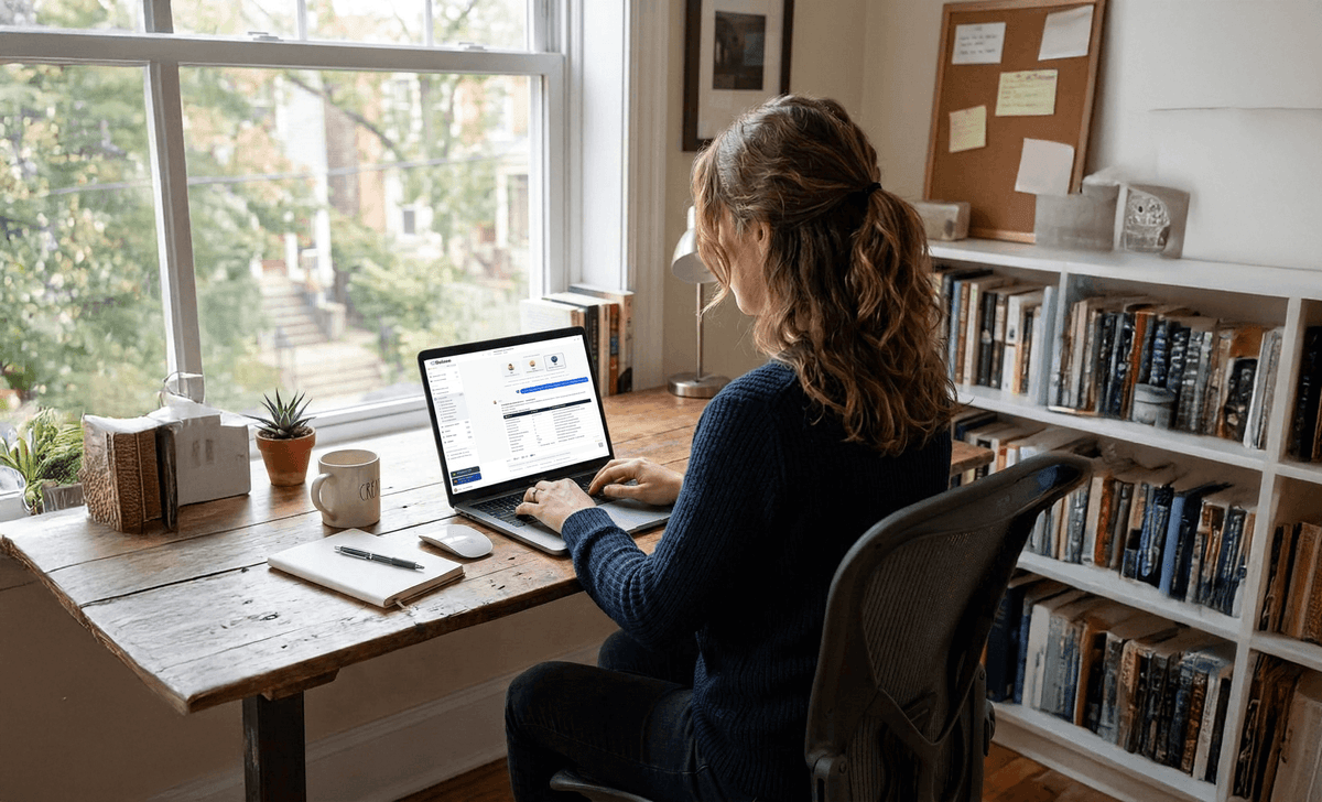 Femme utilisant BotSEO assistant IA SEO